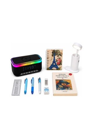 Doğum Günü, Özel Gün, Yeni İş Hediyesi Rgb Alarmlı Saat Hoparlör, Powerbank'lı Masa Lambası, Şeker Portakalı Kitaplı 5'li Hediye Diğer