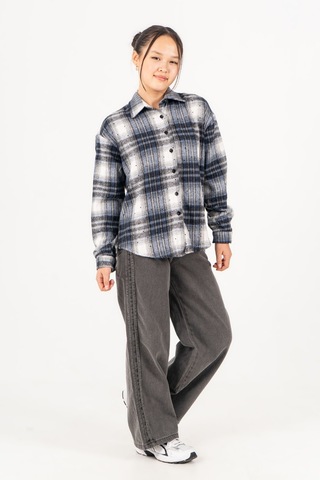 Kız Çocuk Yumuşak Dokulu Kareli Oduncu Gömlek 3172 Siyah