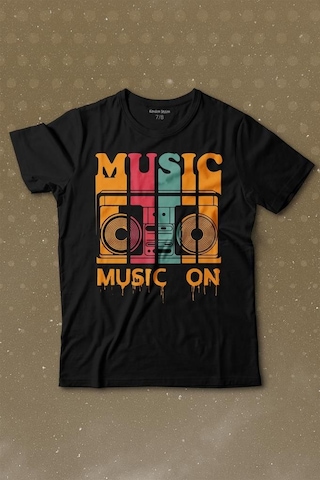 Kendim Seçtim Müzik Music On Kaset Teyp Baskılı Tişört Çocuk T-shirt 001