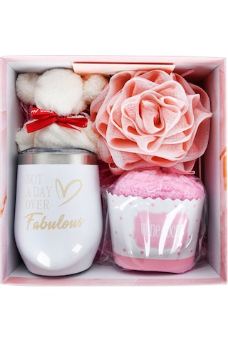 Hangfox 8'li 12oz Çift Katlı Vakumlu Paslanmaz Çelik Termos Seti - Termos + Kapak + Selamlık + Ayı Havlu + Duş Topu + Pasta Bardak Çorap + Cam Su Borusu + Boru Fırçası Hediyelik Kutulu Beyaz