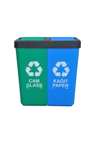 Motek Geri Dönüşüm Cam Kağıt Atık Çöp Kovası 80Lt-Ck415