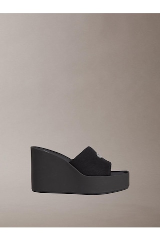 Calvin Klein Kadın Wedge Canvas Detaylı Sandalet-14745 Siyah