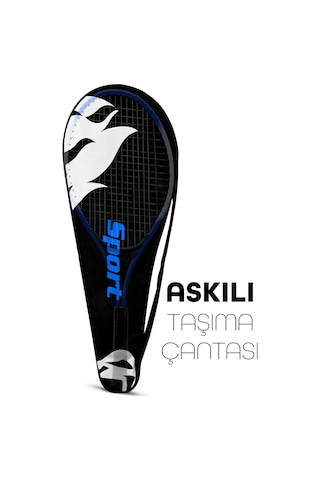 3lü Set Deluxe 21 İnç Çocuk Genç Tenis Raketi Seti Çantalı Çocuk Tennis L2 Grip 53 Cm Mavi 670