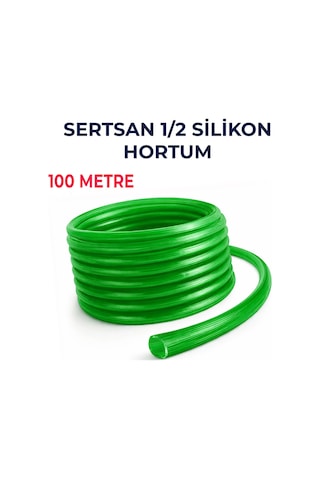 Silikonlu Bahçe Hortumu 1/2 İnç 100 Metre Yeşil Dayanıklı Sulama Hortumu