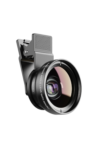 Samdoo Apexel Apl-0.45wm Cep Telefonu Lens Seti: 0.45x Geniş Açı + 12.5x Makro, Evrensel Klem, Temizlik Mendili Ve Taşıma Çantası - Siyah