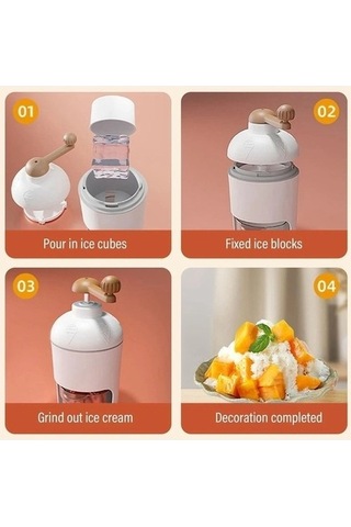 Didadodo Manuel Traş Döner Buz Kırıcı Beyaz - Profesyonel Kalite Beyaz, 2 Kapaklı Beyaz