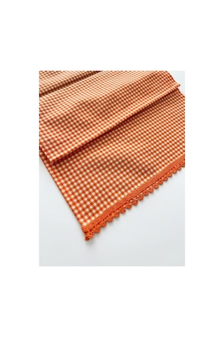Turuncu Pötikare Dantelli Masa Örtüsü Runner 85x47 Cm - Retro Mutfak Ve Salon Dekoru