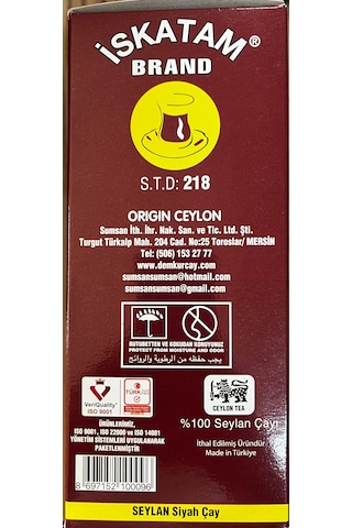 İskatam Siyah İthal Çay Kutu 400 G