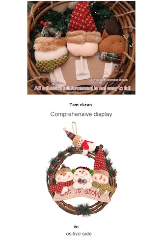 Noel Rattan Çelenk Dekoratif Kolye Geyik Tarzı 023