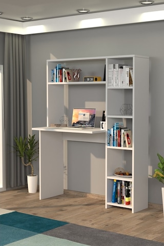 Moonlife Moonlife Duru Kitaplıklı Çalışma Masası Beyaz