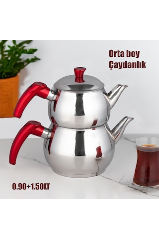 Porsima 3 Nolu Dayanıklı Ortaboy Paslanmaz Çelik Çaydanlık Takımı