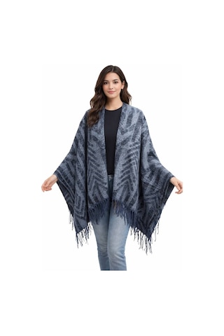 Aldaıyr Kadın Kışlık Çift Taraflı Panço Omuz 140x140 Çok Renkli45