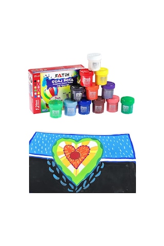 12 Renk Guaj Boya Fatih 35x50 Cm Telli Spralli Resim Defteri Palet Resim Fırçası15 Yaprak Guajboya Resim Defteri Çok Renkli