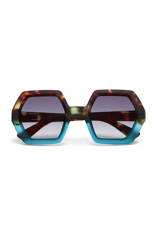 Okkia Emma Big Hexagonal Havana Mavisi Unisex Güneş Gözlüğü