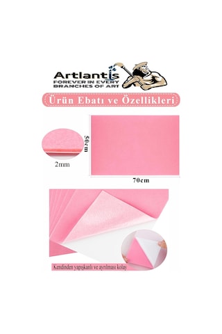 Pembe Yapışkanlı Keçe 50x70 Cm 3 Adet 2.0 Mm Kendinden Yapışkanlı Renkli Hobi Keçesi Elişi Keçe Kumaşı Anasınıfı