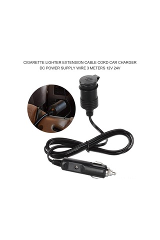 Mufunye 12v 2 Metre Kablolu Sigara Çakmak Soketi, 6a Maksimum Akım, Siyah, 20 Awg Tel, Gerekli Cihazlara Güç Sağlar