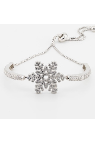 Muhteşem Tasarım 925 Ayar Gümüş Kar Tanesi Asansörlü  Bileklik