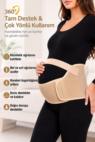 Modalarge Hamile Bel Korsesi Lohusa Korse Bandı 3 Parça Ayarlanabilir Balenli Karın Bel Destek Kemeri Gebe Korsesi Bej