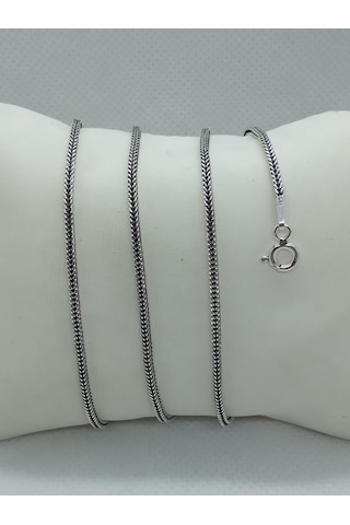 Tilki Kuyruğu Gümüş Erkek Kolye Zincir Ince Model 1.8Mm 55Cm (476069921)