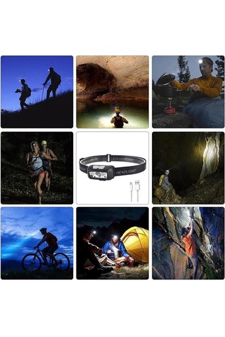 Ayarlanabilir Kafa Lambası Type-c Şarjlı Kompakt Kamp Lambası Çoklu Renk