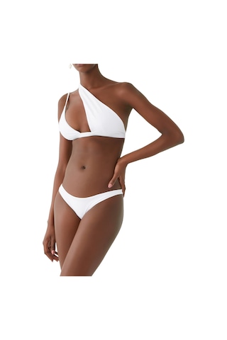 Lea The Label Tek Omuzlu Bikini Üstü Beyaz