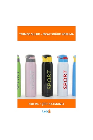 Çift Katmanlı Paslanmaz Çelik Termos Suluk 500 Ml Sızdırmaz Çok Renkli