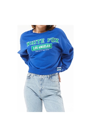 Tex Republic Kadın Siyah Baskılı Sweatshirt Mavi