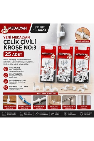 Medalyan Dl-39 Çelik Çivili Kroşe No 3 - 25'li Paket- 12'li Paket Diğer