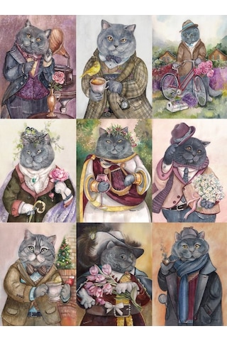 Nova Puzzle 1000 Parça Sosyetik İngiliz Kedileri - Tatiana Plovet