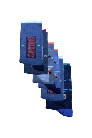 12 Li Erkek Çocuk Baskılı Uzun Soket Çorap Renkli Çocuk Çorap