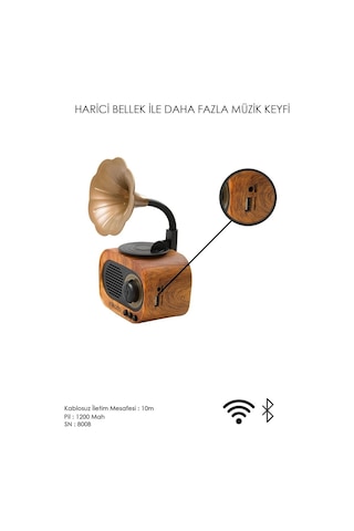 Heaven House Gramafon Nostalji Hoparlör Taşınabilir Hoparlör Mini Hoparlör Bulututlu Hoparlör