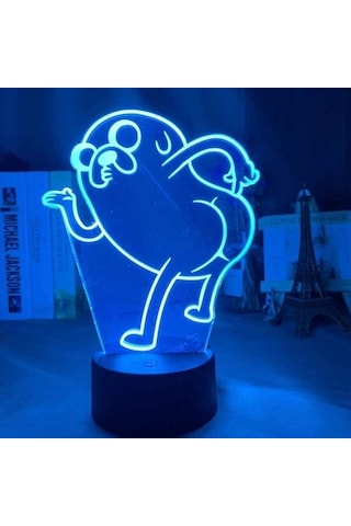 Szypzstore Macera Zamanı Jake Köpek Bend Over Figure 3d Gece Lambası, Akrilik Panel Abs Base Usb Kablosu Illusion Effect Çok Renkli Uzaktan Kumanda Lambası Anime Severler Için Hediye L9jym1 Siyah