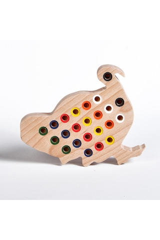 Ahşap Eğitici Doğal Renkli Tavuk Tak Çıkar Montessori Oyuncak