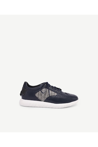 Yargıcı Hasır Detaylı Deri Sneakers 24yeay4468x 004 Lacivert