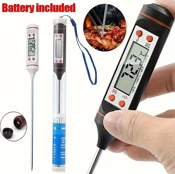 Trendooze Sunshine022 Beyaz Paslanmaz Çelik Prob Anlık Okuma Dijital Yemek Termometresi Ev, Restoran, Barbekü Kullanımı