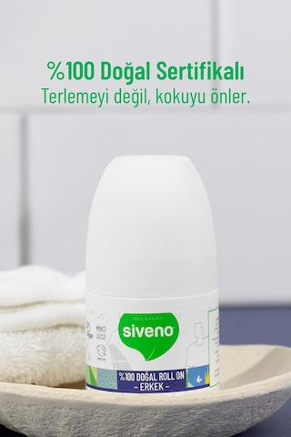 Siveno %100 Doğal Roll On Erkek Deodorant Ter Kokusu Önleyici Bitkisel Leke Bırakmayan Vegan 50 ML