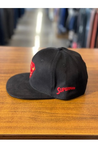 Superman Siyah Kanvas Hiphop Snapback Rapper Basket Cap Şapka