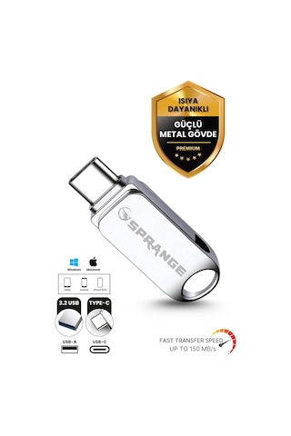 Sprange 64 Gb Flash Bellek Usb 3.2 Ultra Typec Otg Android/pc/Apple Uyumlu iPhone 15/16/17 Ipad Tak Çalıştır