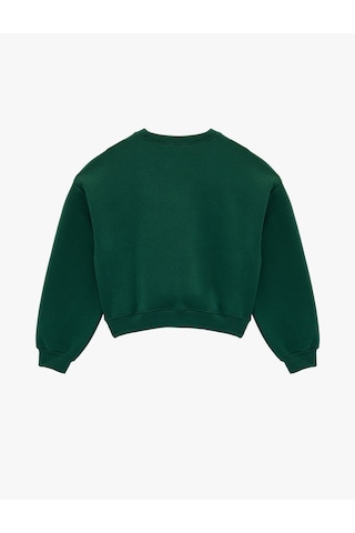 Koton Şardonlu Baskılı Uzun Kollu Bisiklet Yaka Sweatshirt Yeşil 6sak10149ek Yeşil