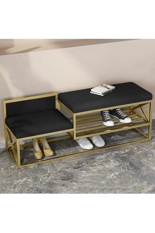 Lulu Gold Metal Siyah Benç Ayakkabılık