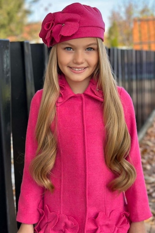 Riccotarz Kız Çocuk Yakası Taş Ve Yonca Detaylı Çıtçıt Düğmeli Fuşya Kaşe Fuşya