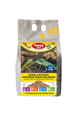 Bonny Nice Doğal Çam Pellet Sürüngen Taban Malzemesi 3 l x 15 Pk