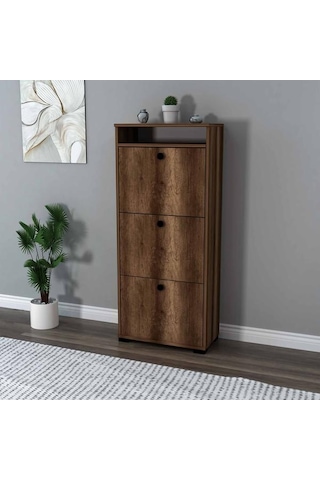 Just Home Rina Raflı Kapak Ayakkabılık - Barok Ceviz Barok Ceviz