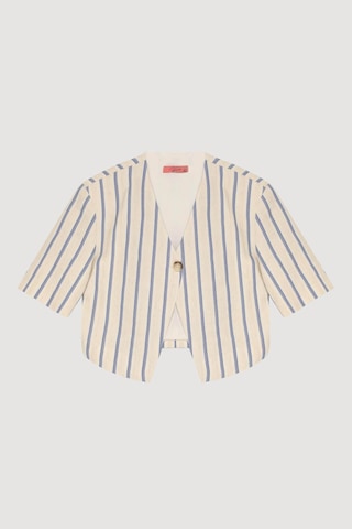 Quzu Etiket Detaylı Crop Ekru Kadın Ceket Ckt00449