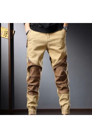 Sones Erkek Vintage Fonksiyonel Pantolon Bağcıklı Bacak Renk Bloklu Günlük Pantolon Haki