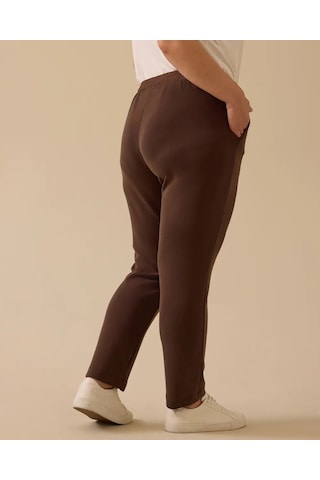 Büyük Beden Bağcıklı Bilek Boy Pantolon Gala-xi Kahverengi