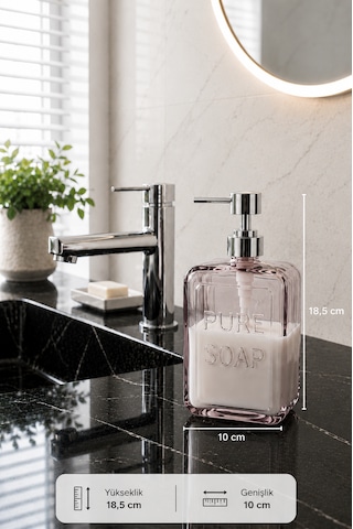 500 Ml Pure Cam Sıvı Sabunluk Şeffaf Banyo Mutfak Sabun Dispenseri 18,5 X 10 Cm Açık Pembe