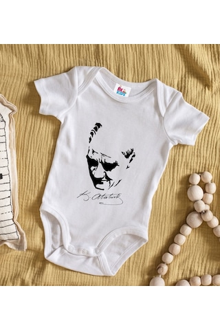 Bk Kids Atatürk Temalı Beyaz Bebek Body Zıbın-25 Çok Renkli