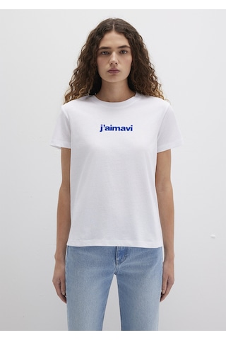 Mavi - Mavi Baskılı Beyaz Tişört 1612242-620 Beyaz