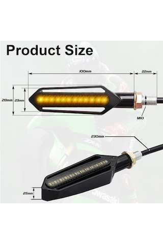 Fosenze Motosiklet Modifikasyonu İçin 24 Led Çift Renkli Akışlı Sinyal Lambası - Fren Lambası Kırmızı Gündüz Lambası Beyaz 4'lü Set